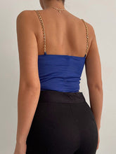 Camiseta sin mangas corta de color liso con escote en V y tirantes finos y sexy